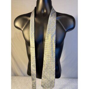 Vintage Geoffrey Beene Silk Mens Neck Tie Gray ABstract Geometric Pattern